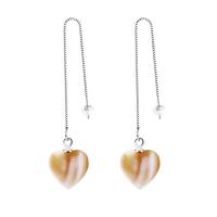 925 sterling zilver Draad door Oorbellen, met Geel Shell, Hart, box ketting & voor vrouw, 12x12mm, Verkocht door pair