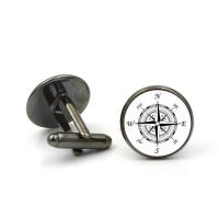 Cufflinks Zinc Alloy with Glass Flat Round plated time gem jewelry & Unisex & decal lead & cadmium free Sold By Pair