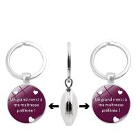 "Fashion Time Gem Keychain", Cinko lydinys, su Stiklas, Butas Round, sidabro spalva padengtas, laikas perlas papuošalai & unisex & įvairių dizaino pasirinkimas & Decal, švino ir kadmio nemokamai, 30mm, Pardavė PC