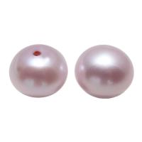 Freshwater Pearl Earring Stud Component Flat Round half-drilled pink Approx 0.8mm Sold By Pair