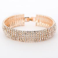 Zinklegering bangles, Zinc Alloy, plated, voor vrouw & met strass, meer kleuren voor de keuze, nikkel, lood en cadmium vrij, 15mm, Binnendiameter:Ca 55mm, Verkocht door PC