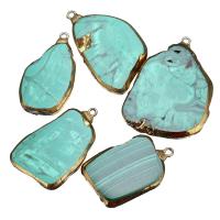 malachite pendente, with ottone, 26-42x46-55x7mm, Foro:Appross. 2.5mm, 5PC/lotto, Venduto da lotto