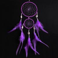 Módní Dreamcatcher, Peří, s Satin Ribbon & Plastové Pearl, nachový, 500mm, Prodáno By PC