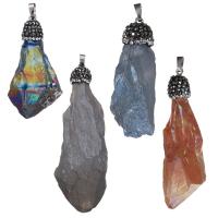 agate quartz de glace Pendentif, avec laiton caution & argile, Placage de couleur argentée, plus de couleurs à choisir, 13-38x45-85x13-38mm, Trou:Environ 5x7mm, Vendu par PC