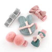 caddice Capelli gioielli Set, clip di capelli, with nastro satin & velluto & ferro, per i bambini, rosa, 37x16x14mm-36x46x11mm, 5PC/borsa, Venduto da borsa