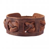 Bráisléad Cowhide, cóimhiotal since Léim clasp, dath platanam plátáilte, unisex & inchoigeartaithe, dathanna níos mó le haghaidh rogha, 33mm, Díolta Per Thart 10.8 Inse Snáithe