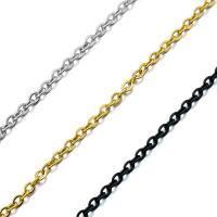 Ruostumaton teräs Nekclace Chain, päällystetty, Unisex & ovaalin ketjun, enemmän värejä valinta, 2mm, Myyty Per N. 21.6 tuuma Strand