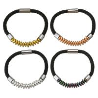 acier inoxydable bracelet, avec cuir PU, Placage, unisexe, plus de couleurs à choisir, 4x8mm, 6mm, 18x8mm, Vendu par Environ 8 pouce brin