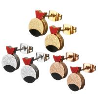 Stainless Steel Stud Earring with Resin Round plated for woman & stardust Sold By Lot