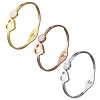 acciaio inox bracciale, with argilla, Cuore, placcato, per la donna, nessuno, 15x15mm,3mm, Diametro interno:Appross. 57x47mm, Venduto da PC