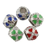 Zinklegering European Beads, Zinc Alloy, Drum, platinum plated, zonder troll & glazuur & met strass, meer kleuren voor de keuze, lood en cadmium vrij, 9x11mm, Gat:Ca 5mm, 5pC's/Bag, Verkocht door Bag