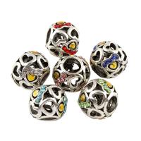 Zinklegering European Beads, Zinc Alloy, Drum, antiek zilver plated, zonder troll & met strass, meer kleuren voor de keuze, lood en cadmium vrij, 10x12mm, Gat:Ca 5mm, 5pC's/Bag, Verkocht door Bag