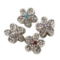 Zinc Alloy Europæiske store hulperler, Flower, platin farve forgyldt, uden trold & med rhinestone & stort hul, flere farver til valg, bly & cadmium fri, 13x12x10mm, Hole:Ca. 6mm, 5pc'er/Bag, Solgt af Bag