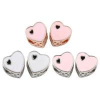 Zinc Alloy European perler, Heart, forgyldt, uden trold & emalje, flere farver til valg, bly & cadmium fri, 10x10x8mm, Hole:Ca. 5mm, 5pc'er/Bag, Solgt af Bag