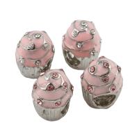 Zinklegering European Beads, Zinc Alloy, Taart, platinum plated, zonder troll & glazuur & met strass, meer kleuren voor de keuze, lood en cadmium vrij, 9x12x10mm, Gat:Ca 5mm, 5pC's/Bag, Verkocht door Bag