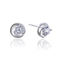 Boucle d'oreille bijoux en argent sterling, argent sterling 925, pour femme & avec zircone cubique, 7.70x7.70mm, Vendu par paire