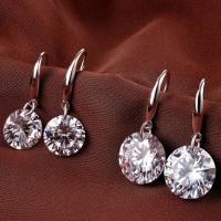 925 Sterling Sølv Drop Earring, med Cubic Zirconia, forskellig størrelse for valg & for kvinde, Solgt af par