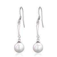 925 Sterling Silver Buail Earring, le Pearl Fionnuisce, nádúrtha, do bhean, 8x38mm, Díolta De réir Péire