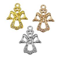 Kubni cirkonij Micro Pave Brass Privjesak, Mesing, Angel Wing, pozlaćen, micro utrti kubni cirkonij, više boja za izbor, 12.50x17x1.50mm, Rupa:Približno 1mm, 50računala/Lot, Prodano By Lot