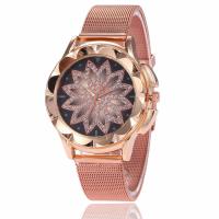 Femmes montre-bracelet, acier inoxydable, avec cadran en alliage de zinc & verre, Plaqué de couleur d'or rose, pour femme & avec strass, blanc, 18x12x40mm, Vendu par PC