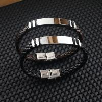 Titanium ocel Náramek, s PU, unisex & nastavitelný, více barev na výběr, Prodáno za Cca 8.5 inch Strand