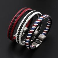 Zinklegierung Armband, mit PU Leder, silberfarben plattiert, unisex, keine, frei von Nickel, Blei & Kadmium, verkauft per ca. 8.5 ZollInch Strang