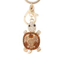 Zinc Alloy Key Chain, Turtle, guldfarve belagt, for kvinde & med rhinestone, flere farver til valg, bly & cadmium fri, 30x55mm, Solgt af PC