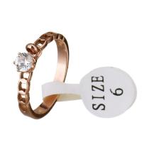 Strass roestvrij staal vinger ring, rose goud plated, voor vrouw & met strass, 4.5x7mm, 2.5mm, Maat:6, Verkocht door PC