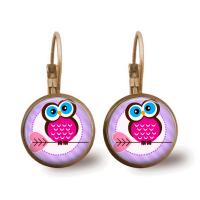 Zinc Alloy Hendel weer Earring, met Glas, ijzer oorbel hendel weer clip, Rond plat, plated, tijd gem sieraden & uniseks & sticker, meer kleuren voor de keuze, lood en cadmium vrij, 15x28mm, Verkocht door pair