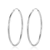 925 Sterling Silver Hoop Earrings for woman 43mm 1.8mm Sold By Pair