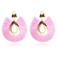 Katoen Tassel Earring, met Zinc Alloy, Traan, voor vrouw, meer kleuren voor de keuze, Verkocht door pair