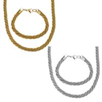 Roestvrij staal sieraden sets, armband & halsketting, plated, Franse touwketting & voor vrouw, meer kleuren voor de keuze, 6.5mm, 6.5mm, Lengte Ca 18 inch, Ca 8.5 inch, Verkocht door Stel