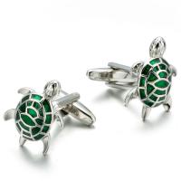 Brass Cufflinks platinum plated Unisex & enamel Sold By Pair