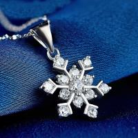 925 Sterling Silver hänge, Snowflake, med cubic zirconia, 13x24mm, Hål:Ca 2-3mm, Säljs av PC