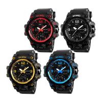 SKmei®1155B  Men Jewelry Watch Silicone with plastic dial & Stainless Steel plated 50M waterproof & adjustable & LED & for man 22mm Approx 10.2 Inch Sold By PC