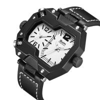 Montre Oulm® Men Jewelry, verre, avec Cuir & alliage de zinc, Placage, pour homme, plus de couleurs à choisir, 52x46x12mm, Longueur Environ 9.8 pouce, Vendu par PC