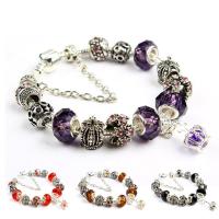 alliage de zinc bracelet European, avec cristal, Plaqué de couleur d'argent, longueur différente pour le choix & unisexe & facettes, plus de couleurs à choisir, sans plomb et cadmium, Vendu par brin