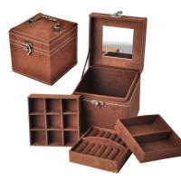 Katoenfluweel sieraden set box, met Hout, Koreaanse stijl, meer kleuren voor de keuze, 120x120x120mm, Verkocht door PC