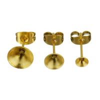 Roestvrij staal Earring bericht, gold plated, verschillende grootte voor keus, 100pC's/Bag, Verkocht door Bag