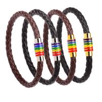 PU Leder Armband, Messing Magnetverschluss, plattiert, geflochten & unisex & Emaille, keine, verkauft per ca. 9 ZollInch Strang