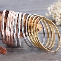 Rozsdamentes acél Bangle készlet, Stainless Steel, galvanizált, 3.6mm, Belső átmérő:Kb 68mm, 12PC-k/Set, Által értékesített Set