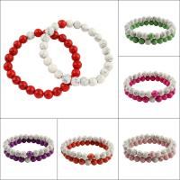 turchese sintetico Coppia bracciale, Cerchio, per coppia, nessuno, 8mm, Lunghezza Appross. 7.5 pollice, 2PC/set, Venduto da set