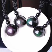 Obsidian collana, with corda in nylon, Cerchio, naturale & unisex & formato differente per scelta, 14mm, 16mm, 18mm, 20mm, Venduto per Appross. 18 pollice filo