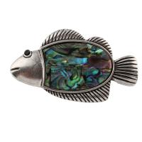 alliage de zinc Pendentif, avec document de coquille d'ormeau, poisson, Plaqué de couleur d'argent, avec strass, protéger l'environnement, sans nickel, plomb et cadmium, 58x33x4mm, Trou:Environ 9x4mm, 10PC/sac, Vendu par sac