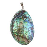 coquille blanche Pendentif, avec document de coquille d'ormeau & laiton, Placage de couleur platine, 36x56x13mm, Trou:Environ 4x5mm, 10PC/sac, Vendu par sac