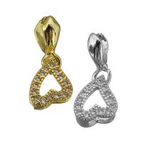 Ottone pizzico Bail, Cuore, placcato, Micro spianare cubic zirconia, nessuno, 8x8.50x5mm, Foro:Appross. 5x6mm, Venduto da PC