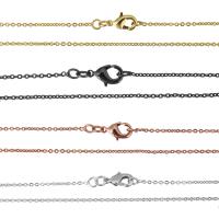 Messing Necklace Ketting, plated, ovale keten, meer kleuren voor de keuze, 1.50mm, Lengte Ca 16 inch, Verkocht door Lot