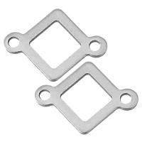 Rustfrit stål Connector, Stainless Steel, Rhombus, 1/1 løkke, oprindelige farve, 16.50x12x1mm, Hole:Ca. 1.5mm, 100pc'er/Lot, Solgt af Lot