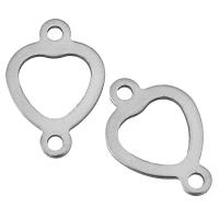 Rustfrit stål Connector, Stainless Steel, Heart, 1/1 løkke, oprindelige farve, 11.50x17x1mm, Hole:Ca. 1.5mm, 100pc'er/Lot, Solgt af Lot