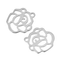 Pendentif fleur en acier inoxydable, couleur originale, 12x13.50x0.50mm, Trou:Environ 1mm, 100PC/lot, Vendu par lot